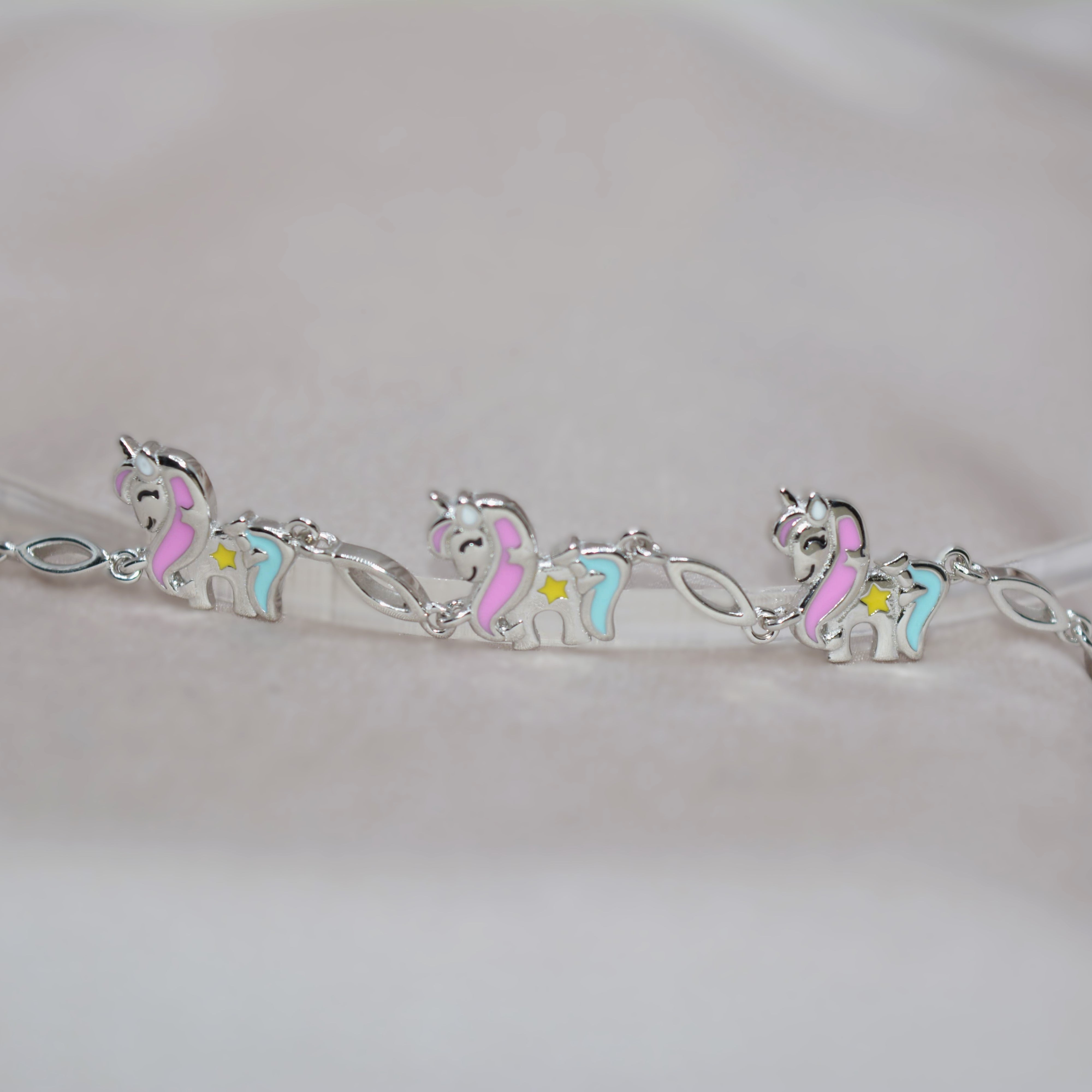 Magical Unicorn Charm Bracelet - 925 Silver Jewelry