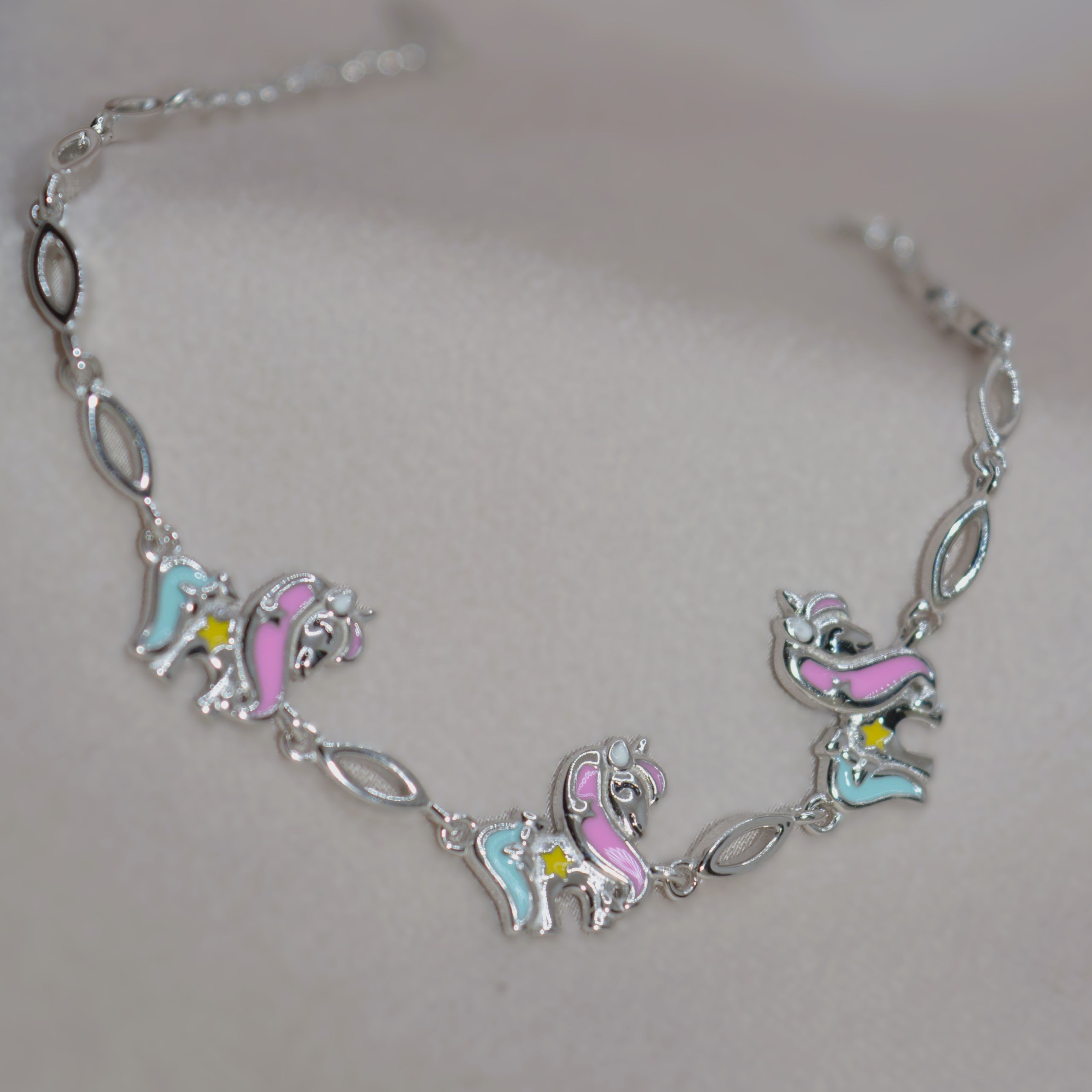 Magical Unicorn Charm Bracelet - 925 Silver Jewelry