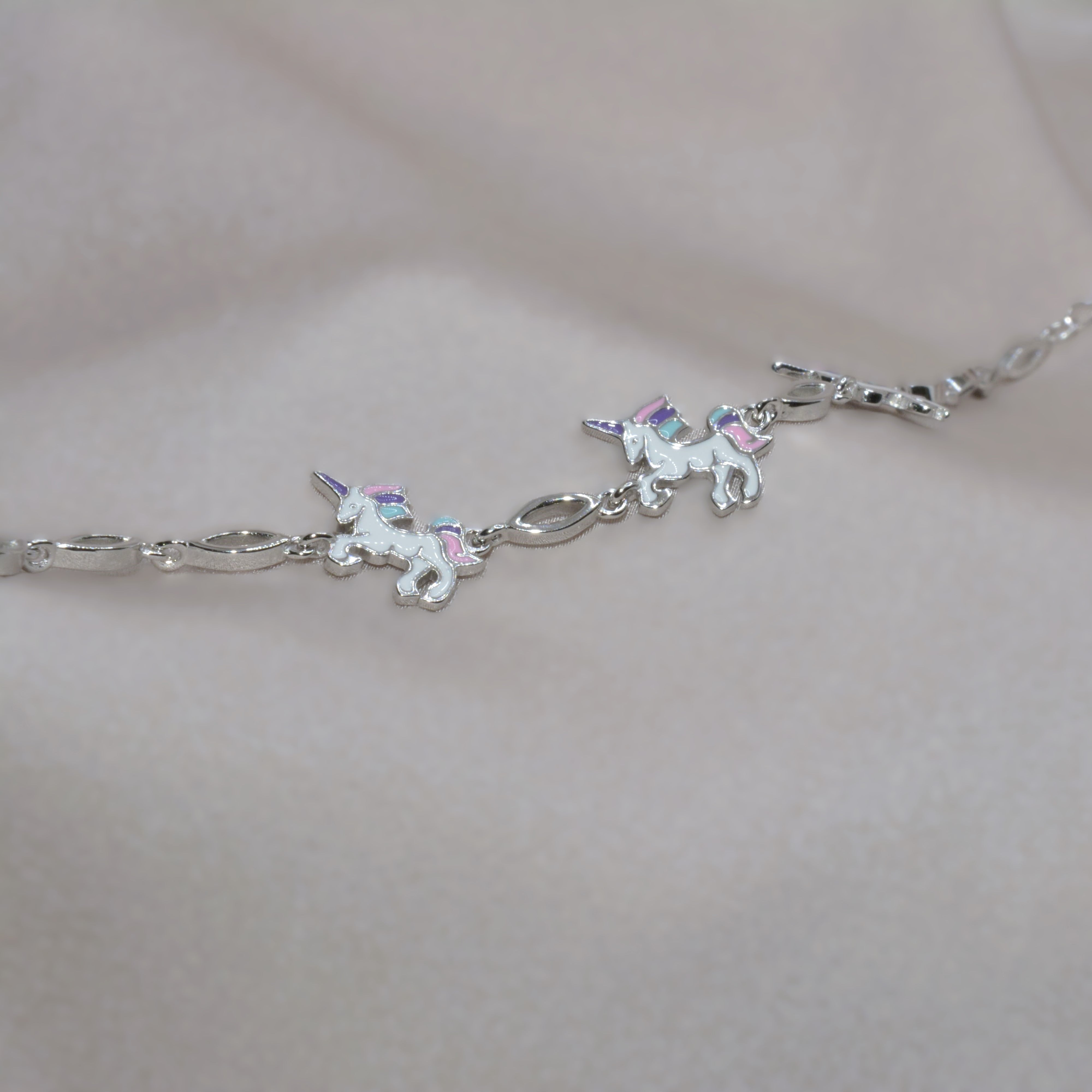 Whimsical Unicorn Charm Bracelet - 925 Silver Jewelry