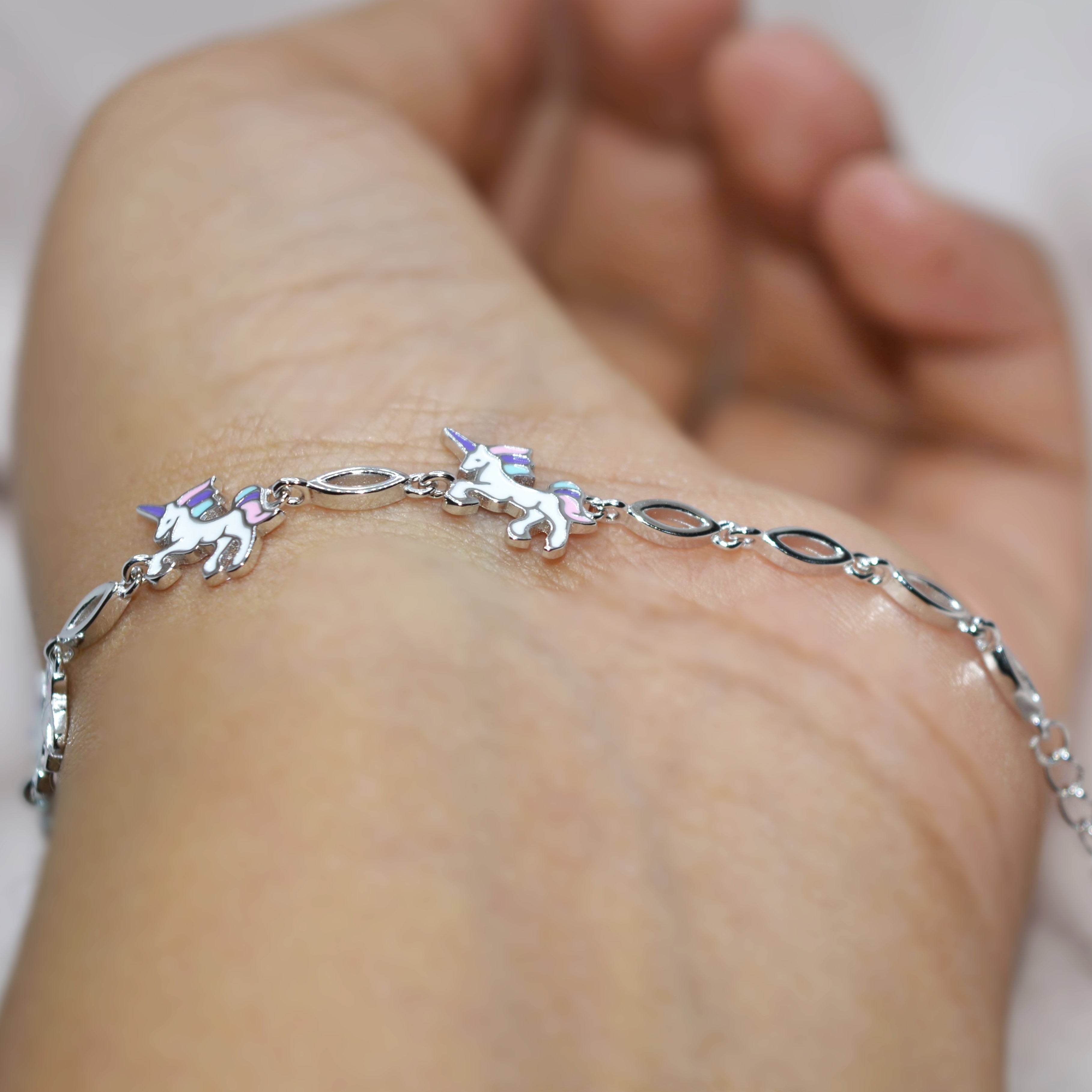 Whimsical Unicorn Charm Bracelet - 925 Silver Jewelry