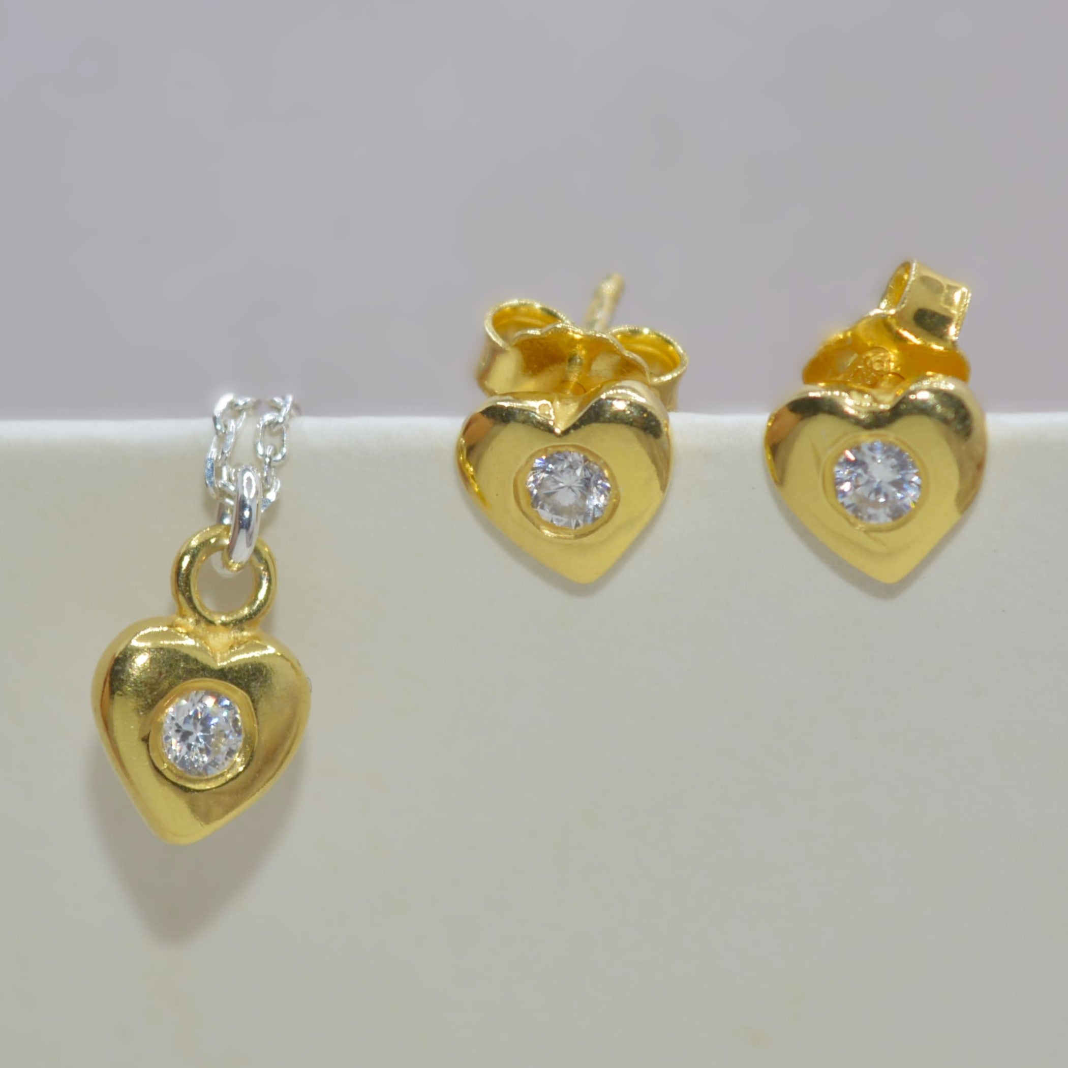 Delicate Golden Heart Necklace Set for Teens - 925 Silver Jewelry