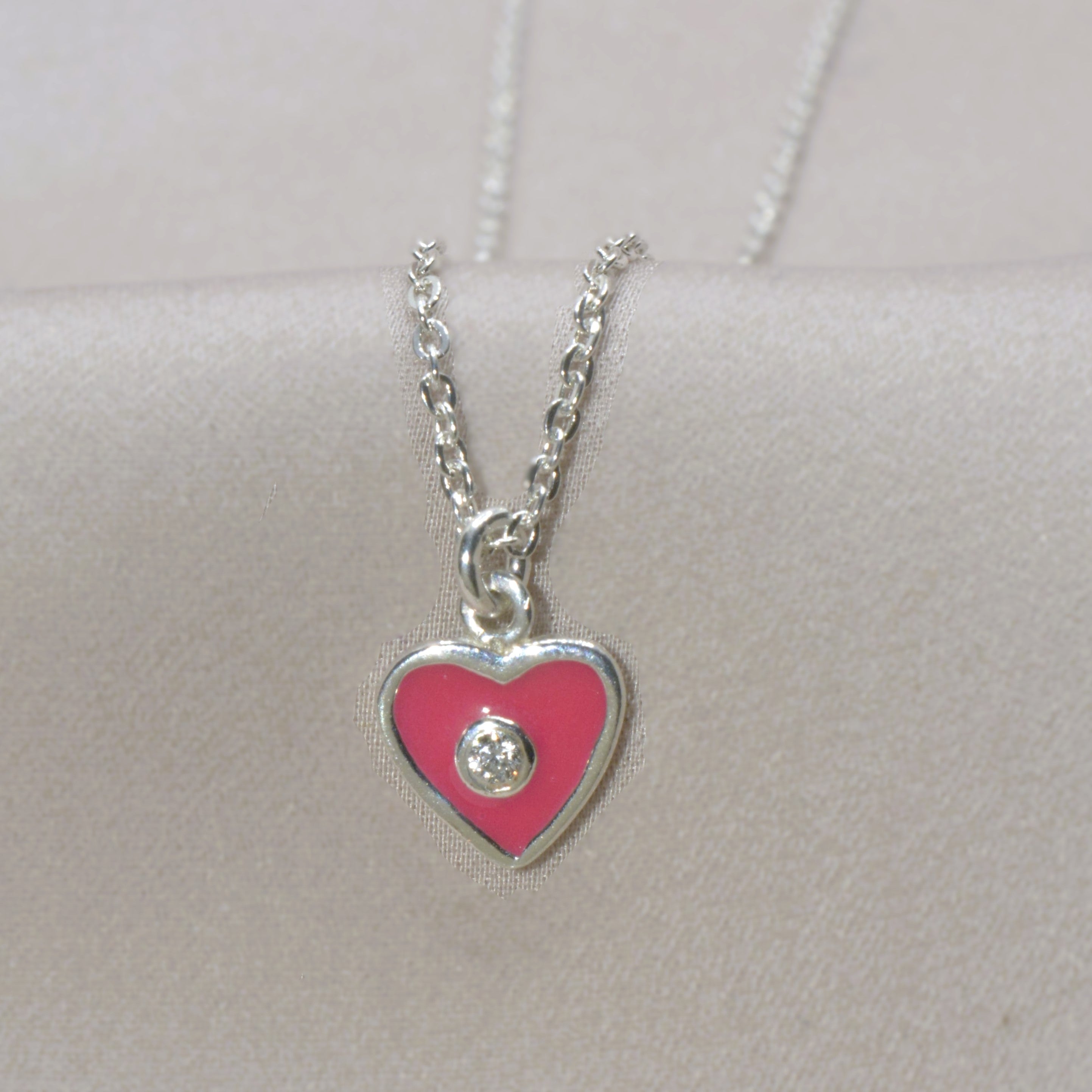 Delicate Pink Heart Necklace Set for Teens - 925 Silver Jewelry