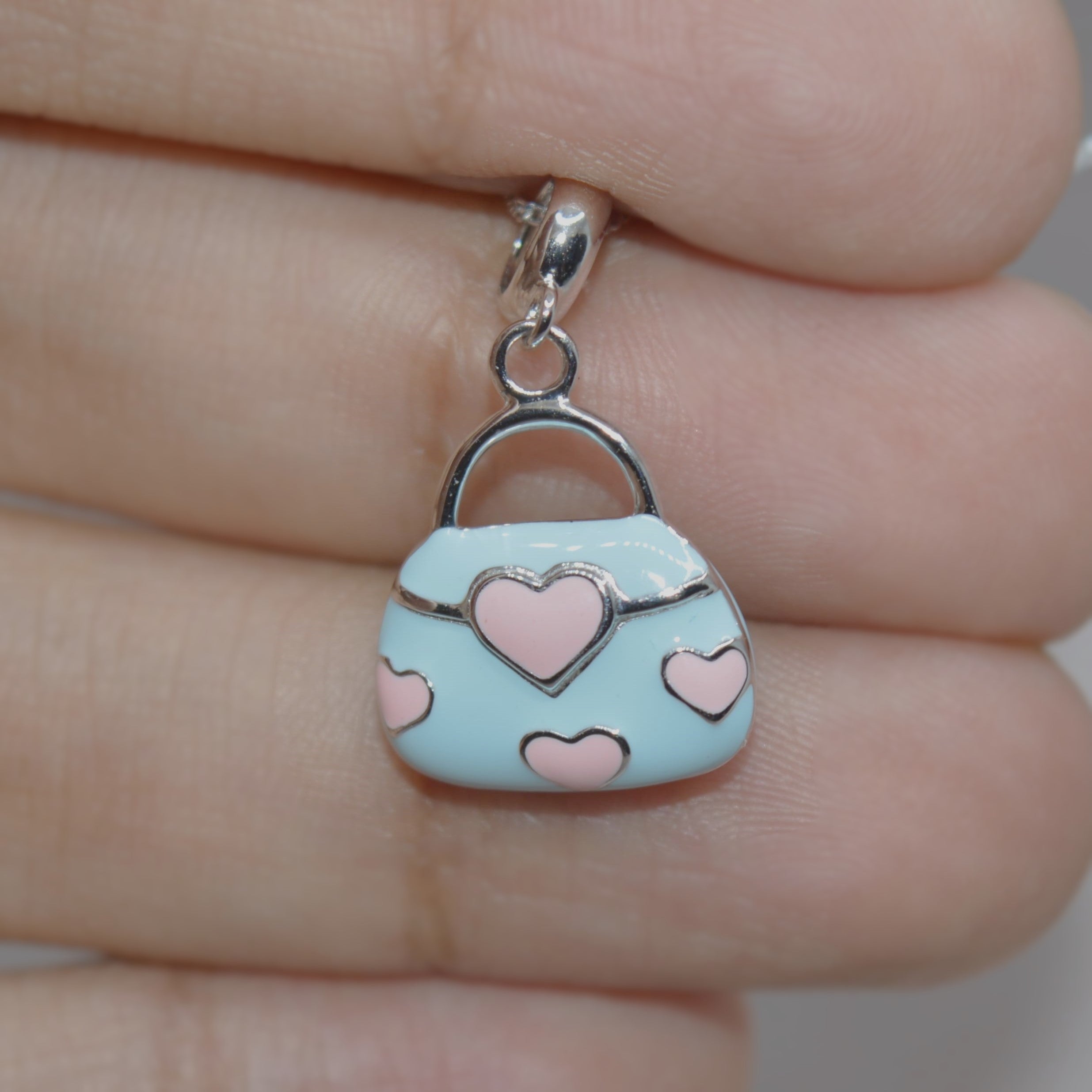 Adorable Handbag Charm Pendant - 925 Silver Jewelry