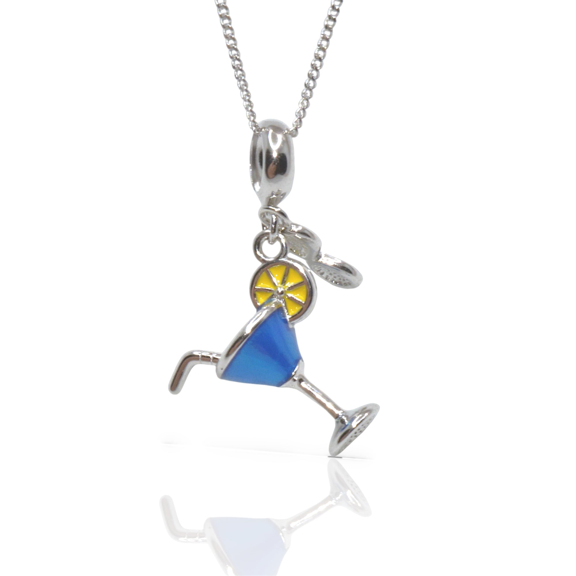 Cocktail Glass Charm Pendant - 925 Silver Jewelry