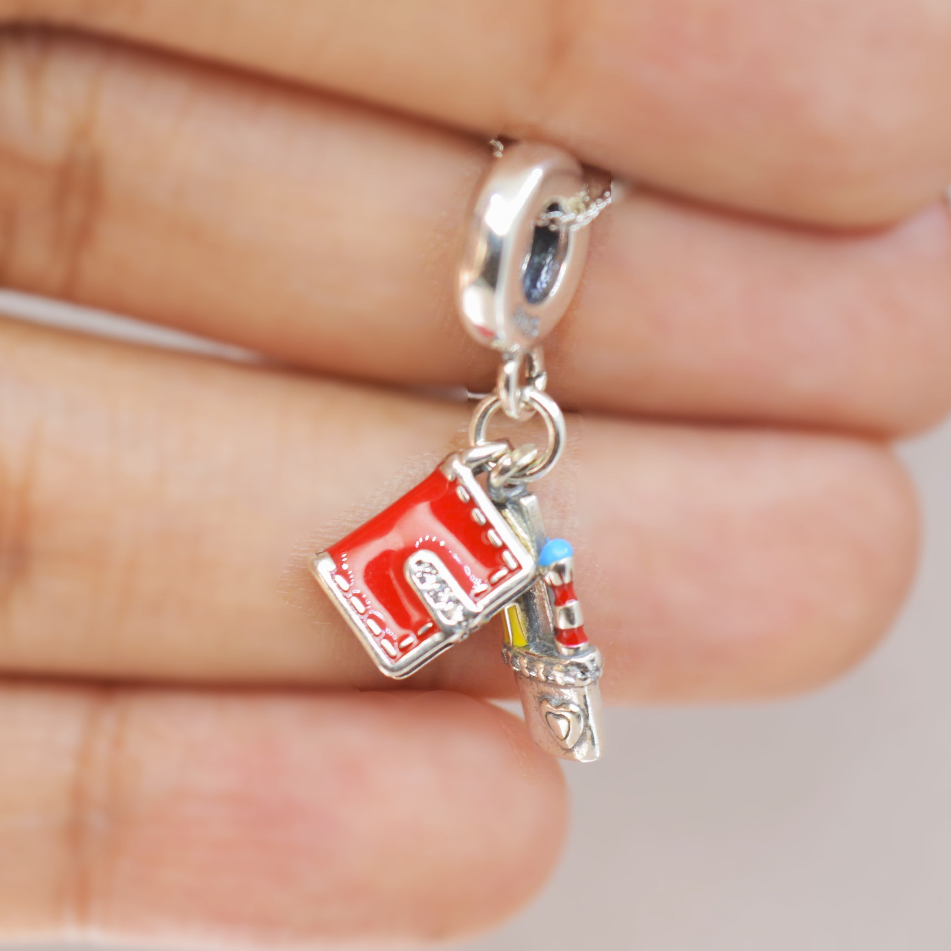 Book and Stationery Charm Pendant - 925 Silver Jewelry