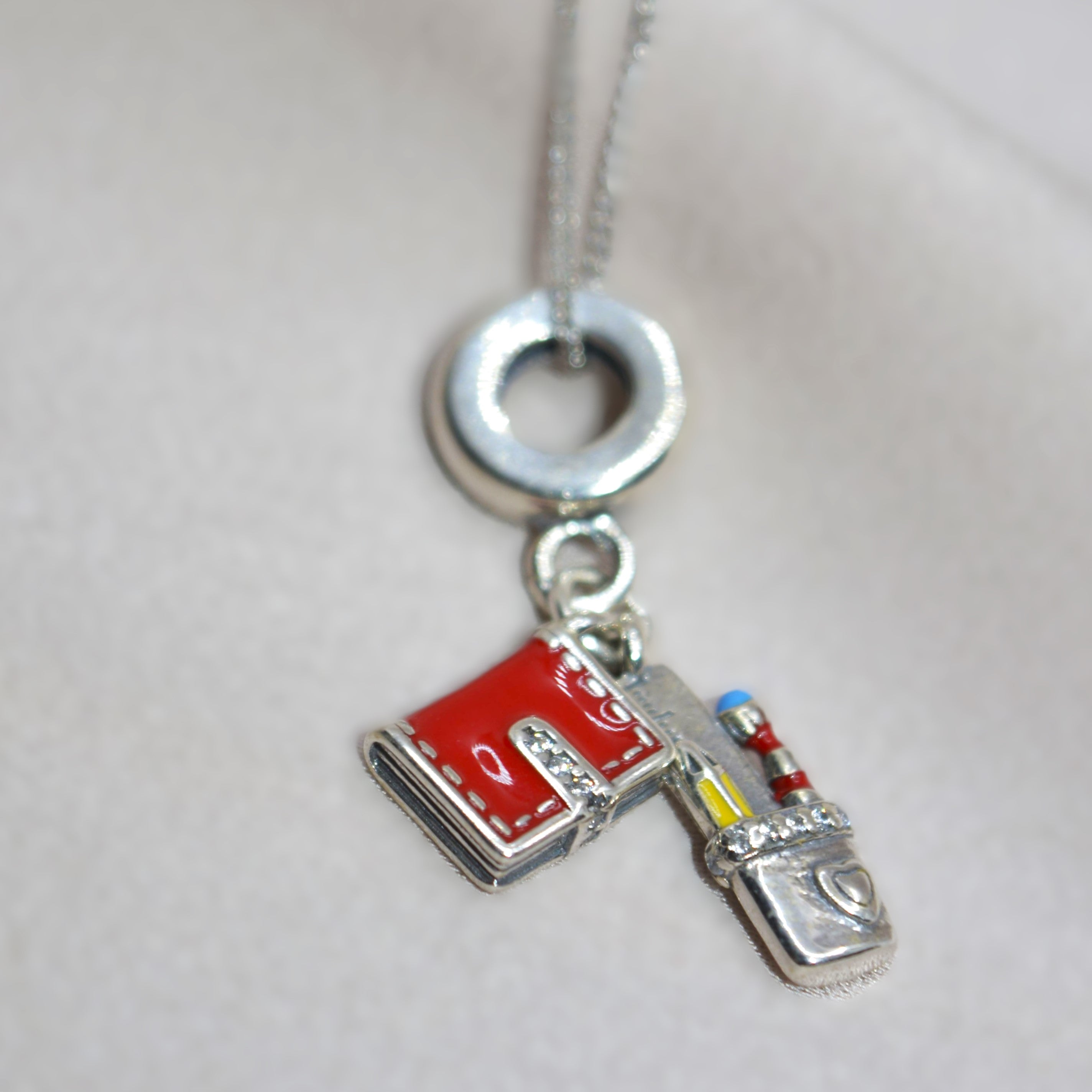 Book and Stationery Charm Pendant - 925 Silver Jewelry