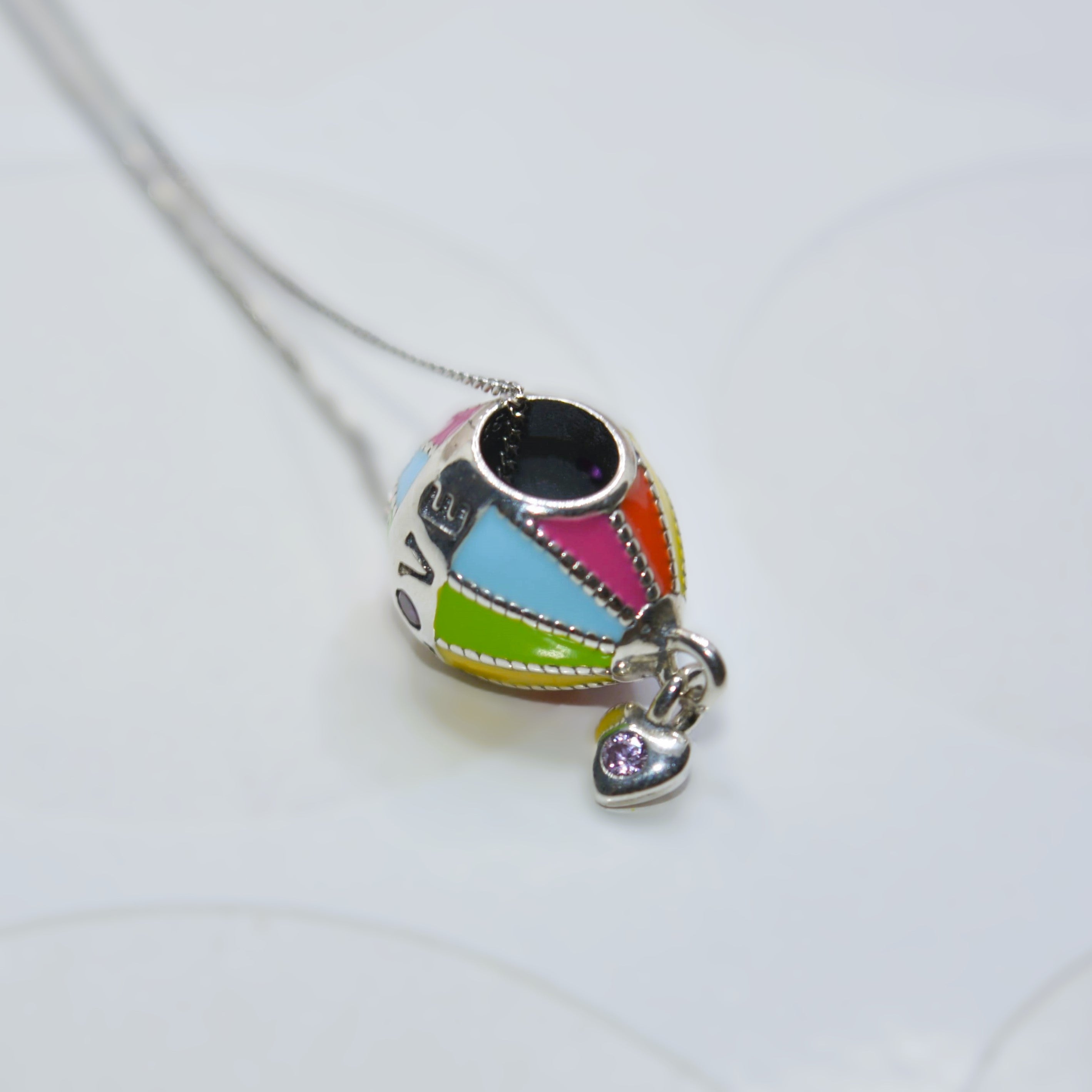 Colorful Hot Air Balloon Charm Pendant - 925 Silver Jewelry