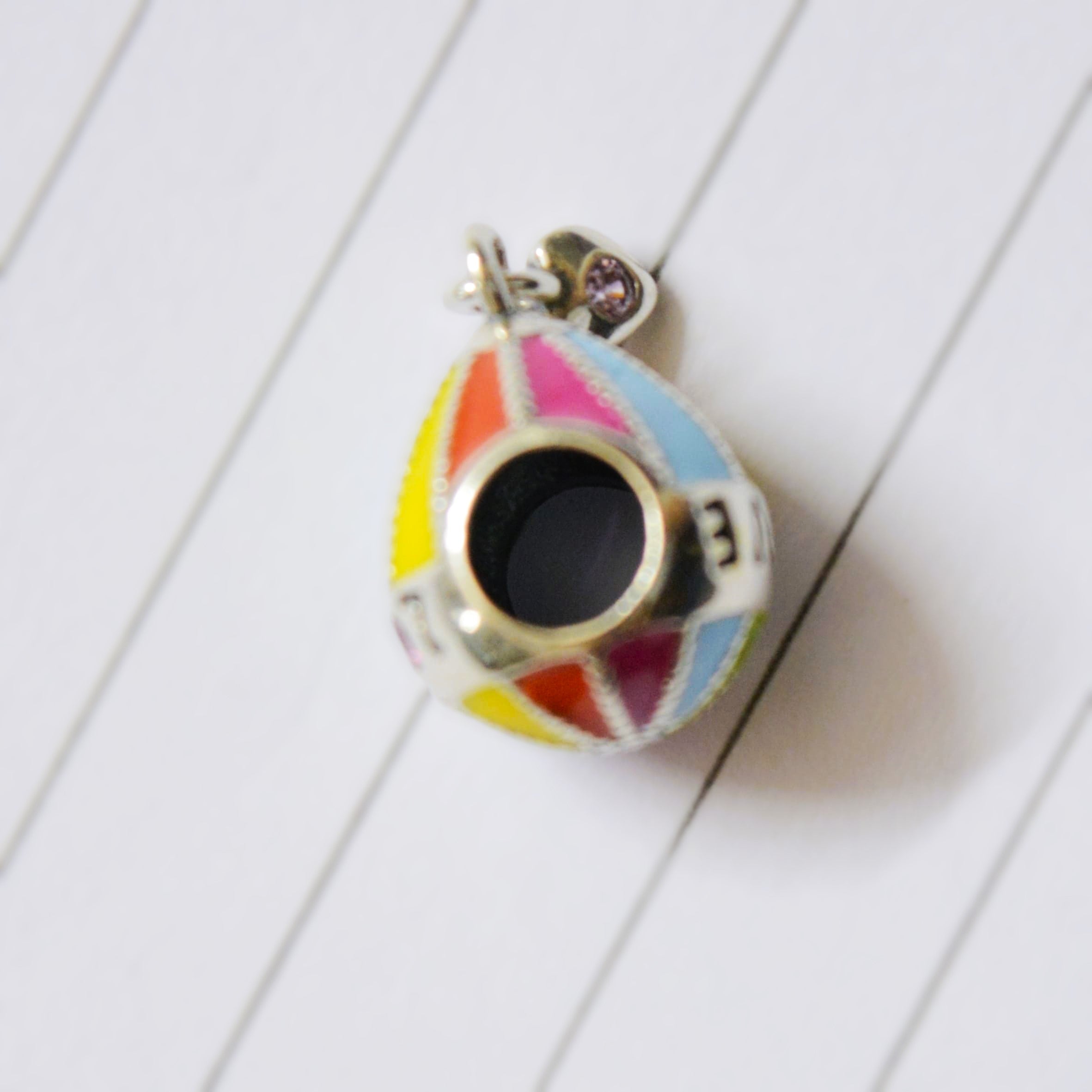 Colorful Hot Air Balloon Charm Pendant - 925 Silver Jewelry