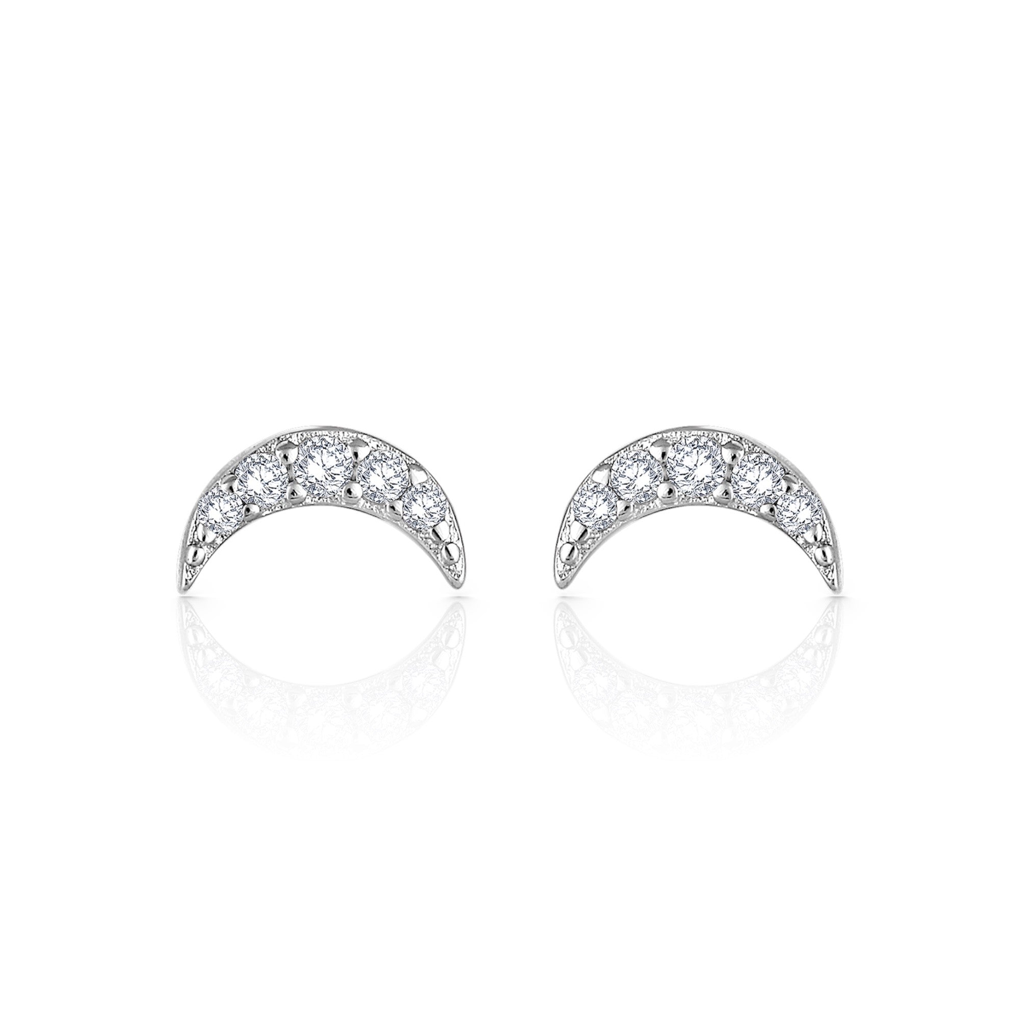 Crescent Moon Stud Earrings for Teens - 925 Silver Jewelry