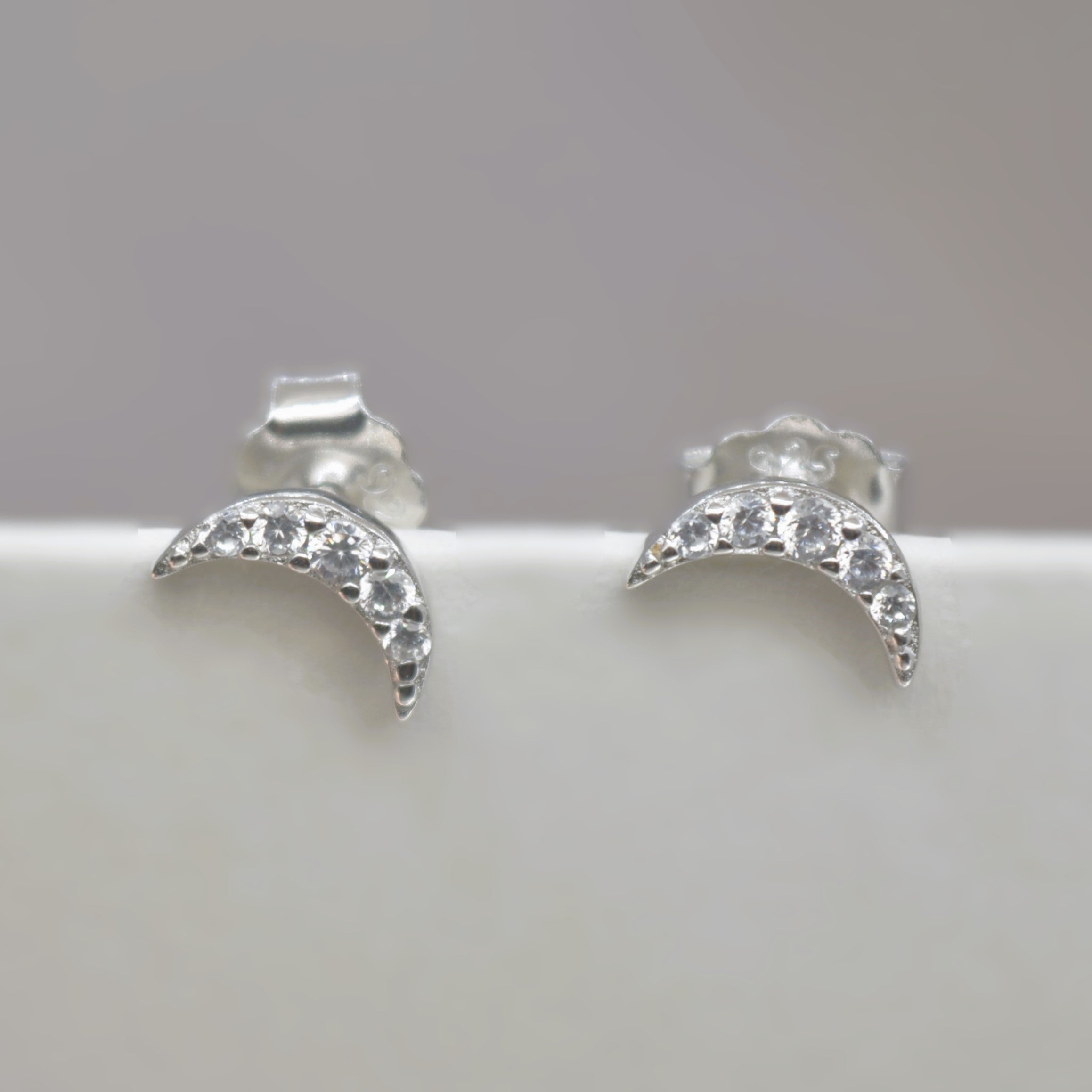 Crescent Moon Stud Earrings for Teens - 925 Silver Jewelry