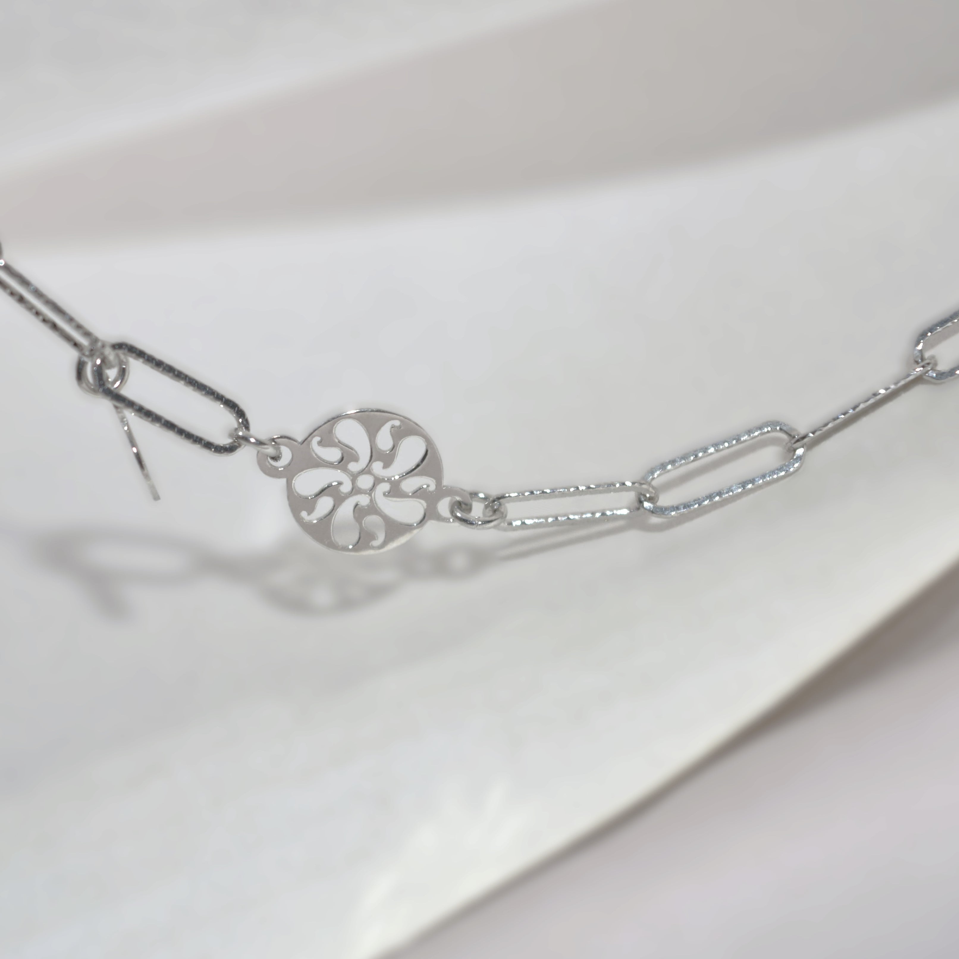 Chain Bracelet with Filigree Charm - 925 Silver Jewelry