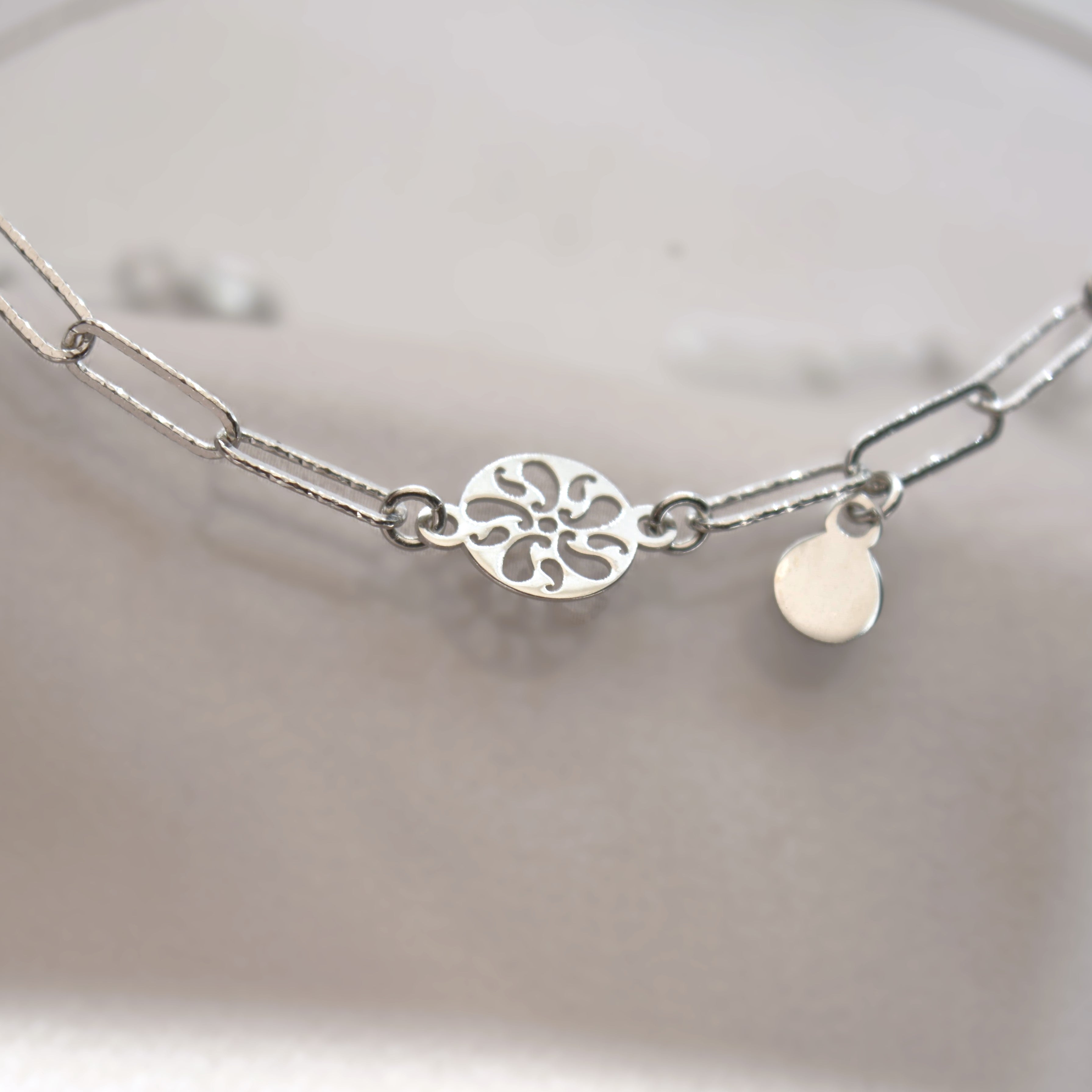 Chain Bracelet with Filigree Charm - 925 Silver Jewelry