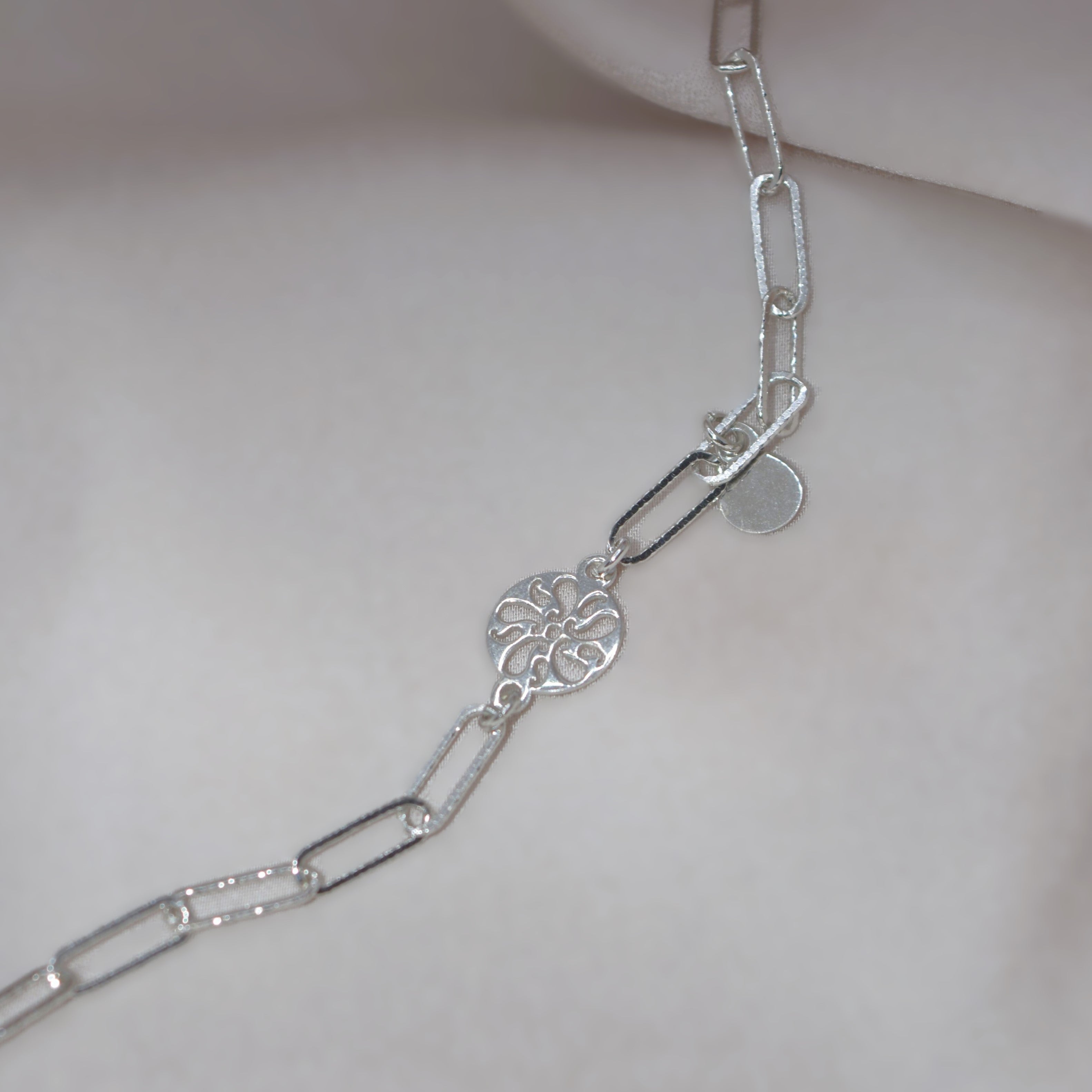 Chain Bracelet with Filigree Charm - 925 Silver Jewelry