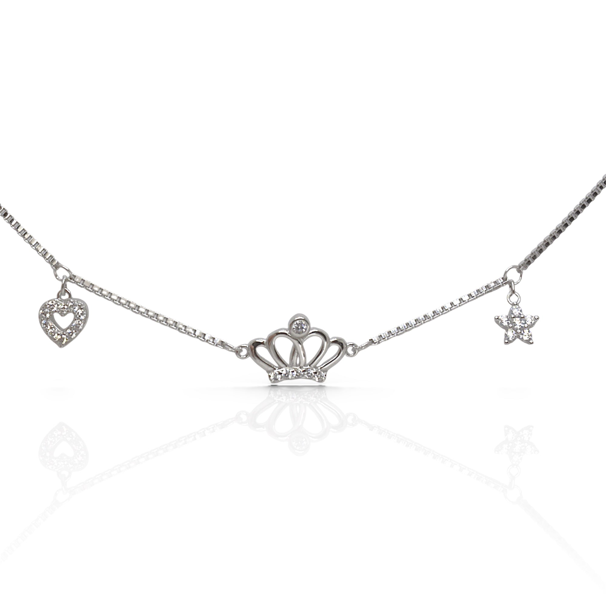 Crown Charm Bracelet - 925 Silver Jewelry