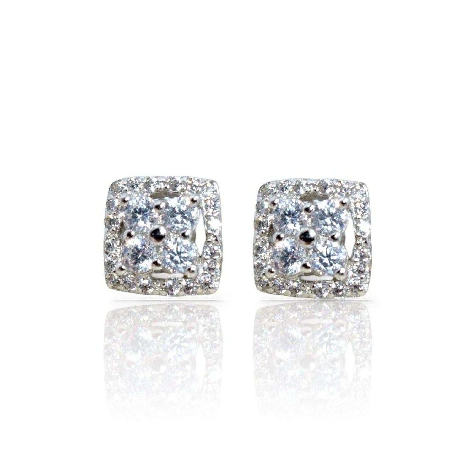 Blossoming Square Halo Earrings - Luxevogue