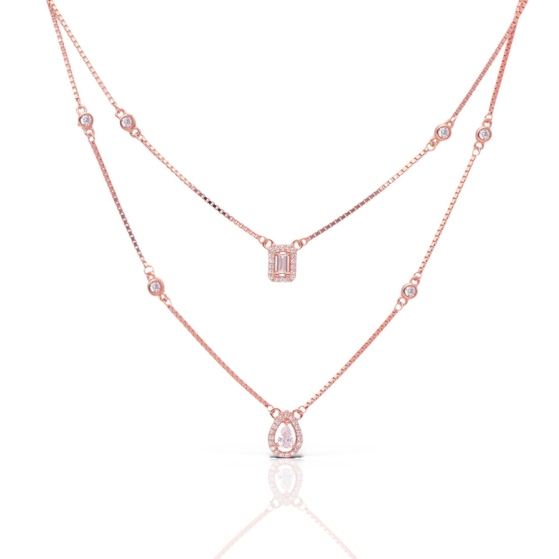 Cascade: Dual Layered Pendant Necklace - Luxevogue