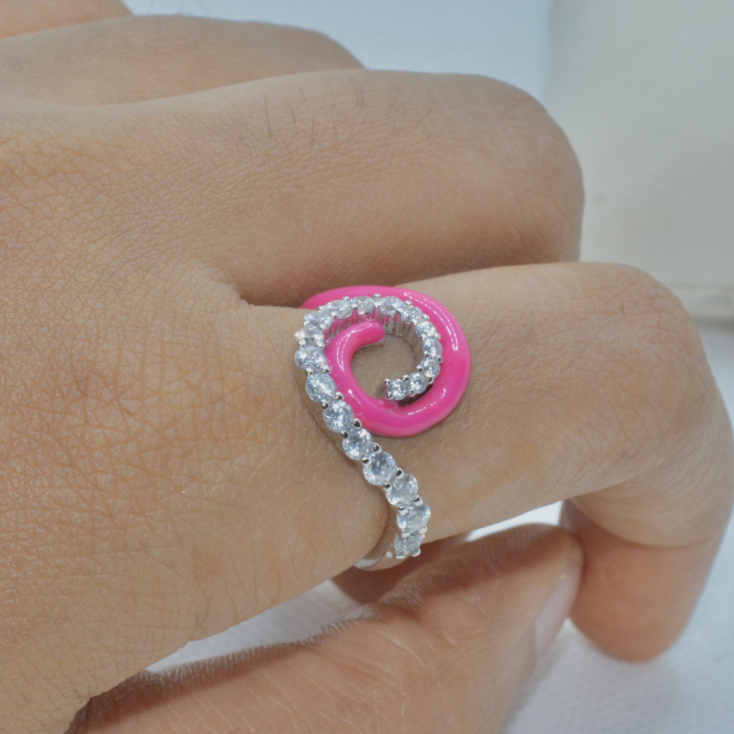 Pink Enamel Radiance Ring - Luxevogue