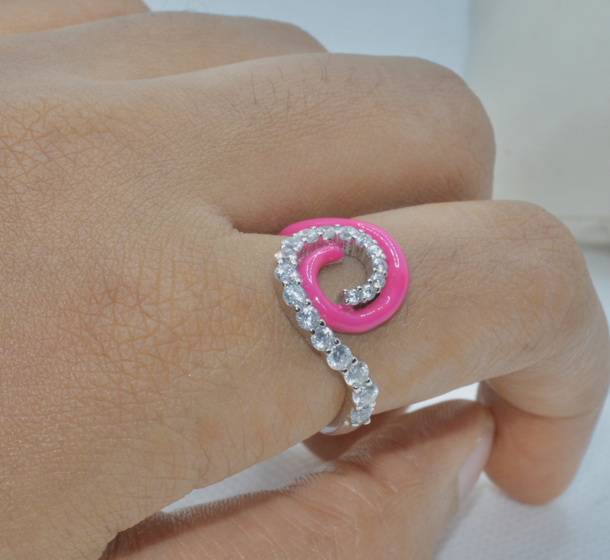 Pink Enamel Radiance Ring - Luxevogue