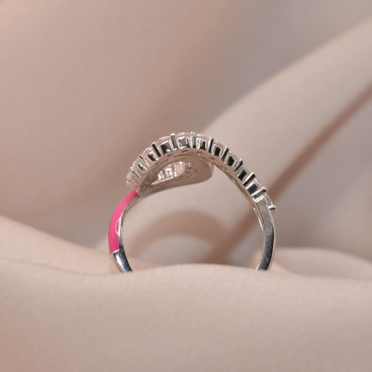 Pink Enamel Radiance Ring - Luxevogue