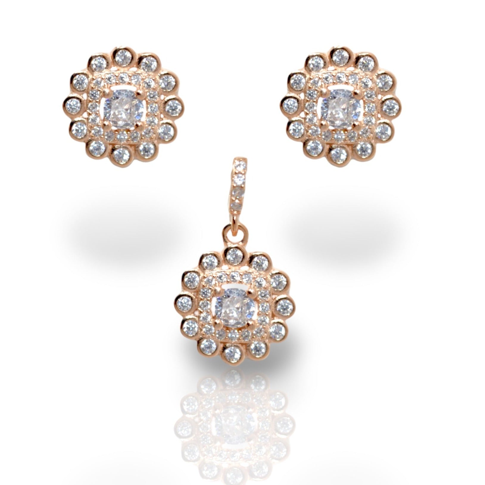 Rose Gold Blossomy Pendant Set - Luxevogue