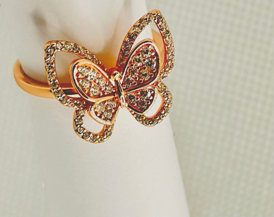 Rose Gold Butterfly Ring - Luxevogue