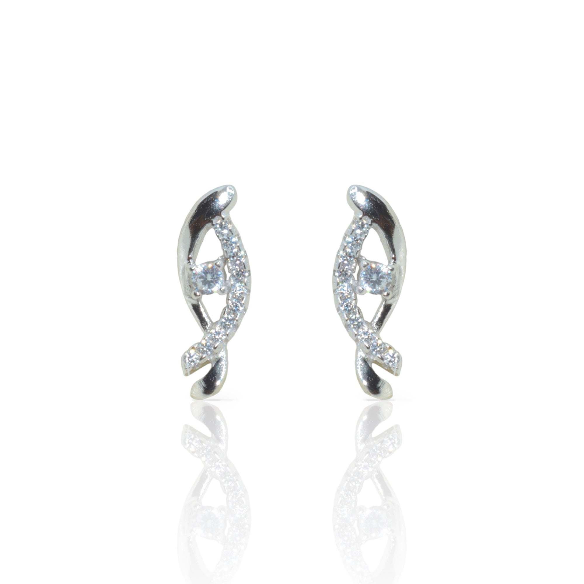 Spiral Shine Stud Earrings in 925 Silver - Luxevogue