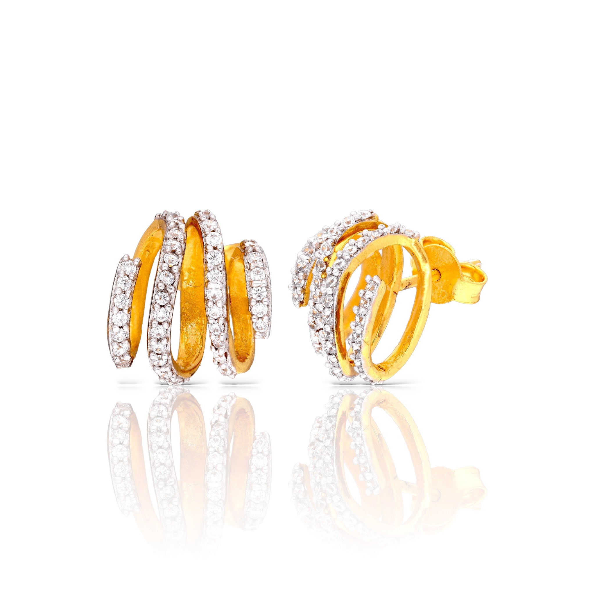 Yellow Gold Spiral Earrings - Luxevogue